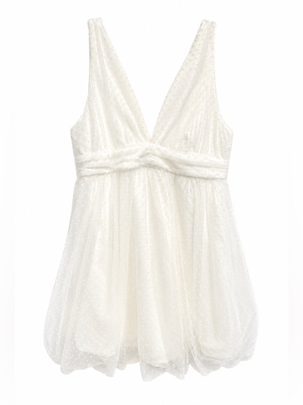 TCEC Ivory Swiss Dot Deep V Sleeveless Mini Dress Size M